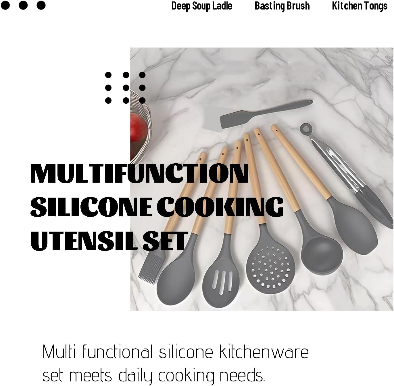 Silicone Cooking Utensils Set For Kitchen, Spoons Spatula Spatulas Accessories, Baking Heat Resistant Cookware De Home, Rubber New Apartment Decor, Plastic Nonstick Turner Tool (black)
