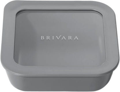 Ceramic Coated Glass Food Storage Container | No PTFE, PFOA, PFAS, and BPA | Reusable Non Toxic Meal Prep Container with Glass Lid | Easy To Store | 3 Cup Rectangle [Onyx]