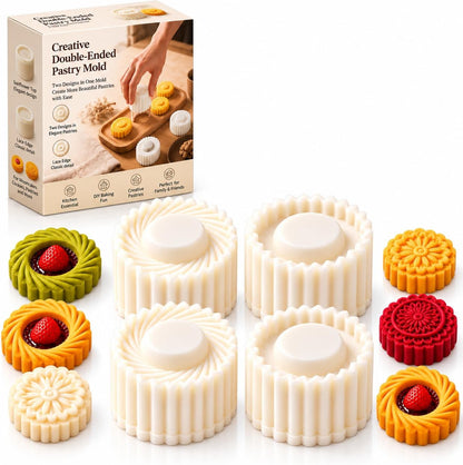 Sunflower Patterned Round Hand Press Mooncake Double Ended Pastry Mold