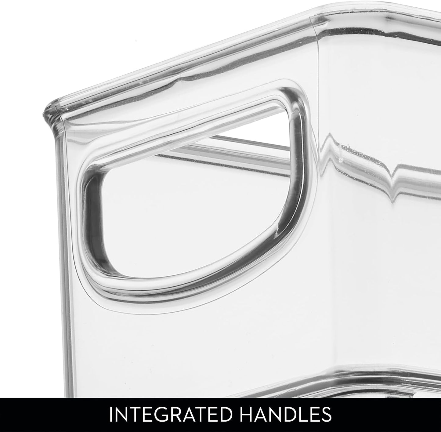 iDesign Plastic Stackable Pantry Bin - Storage Bin with Handles for Cabinets or Fridge - Set of 2 - Clear