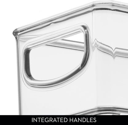 iDesign Plastic Stackable Pantry Bin - Storage Bin with Handles for Cabinets or Fridge - Set of 2 - Clear