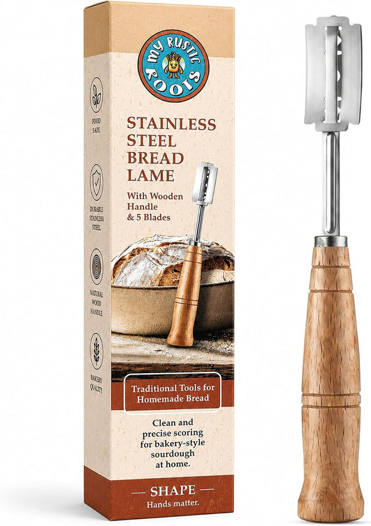 Wooden Bread Lame Sourdough Scoring Tool, 5 Razor Blades