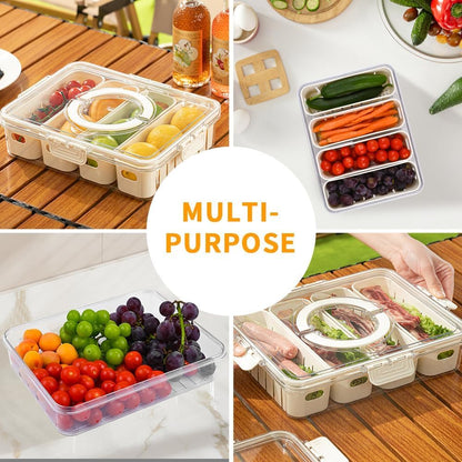 Snack Box Container, Divided Serving Tray with Lid and Handle Snackle Box Container, Snack Organizer for Adults Fruit, Veggie, Perfect for Party, Entertaining