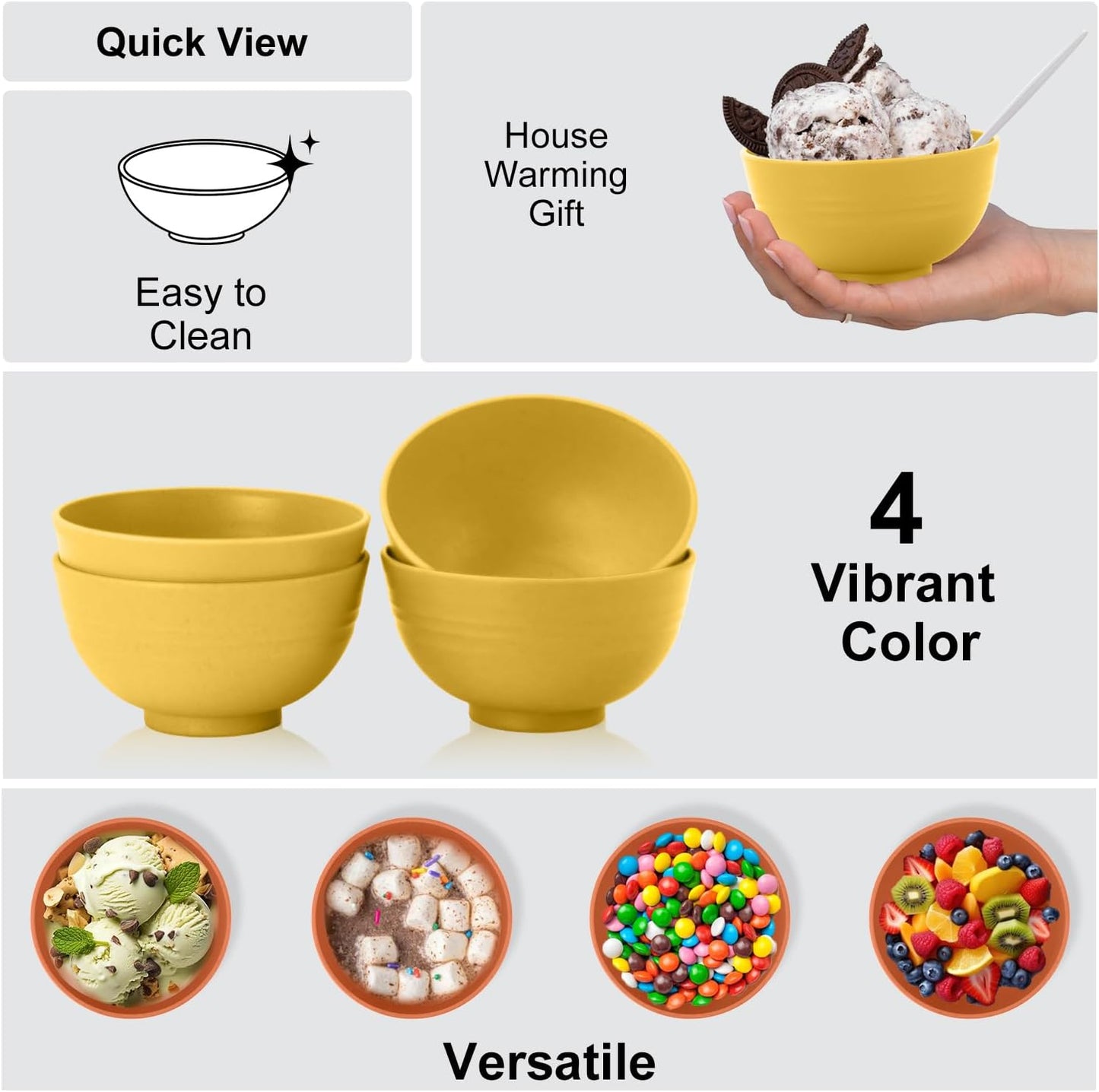 Wheat Straw Bowl Sets,8 PCS Unbreakable Cereal Bowl 26 OZ,Microwave and Dishwasher Safe Bowls,Bowl Sets for Camping and Picnic BPA Free Colorful Salad Bowls for Serving Soup,Oatmeal and Fruit Etc…