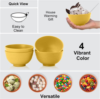 Wheat Straw Bowl Sets,8 PCS Unbreakable Cereal Bowl 26 OZ,Microwave and Dishwasher Safe Bowls,Bowl Sets for Camping and Picnic BPA Free Colorful Salad Bowls for Serving Soup,Oatmeal and Fruit Etc…
