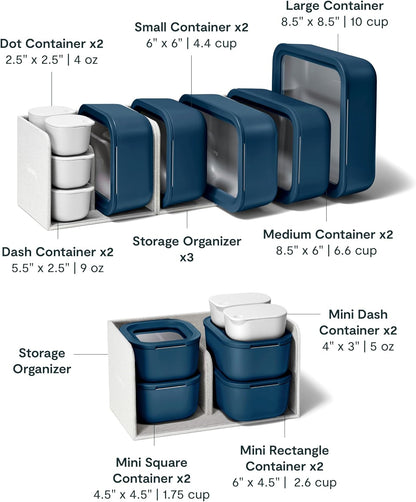 Caraway 13pc Glass Food Storage Container Set - Easy to Store, Non Toxic Lunch Box - with Glass Lids - Includes Storage Organizer - Mist