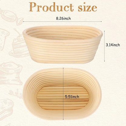 Gejoy 8 Pack 10 Inch Oval Banneton Bread Proofing Basket for Bakers