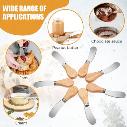 48 Pcs Cheese Spreader Knives, Cheese Knife with Wooden Handle