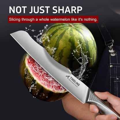 Tingling Watermelon Knife with Sheath Stainless Steel: Watermelon Slicer and Cutter Tool - Kitchen Fruit Knife for Melon and Cantaloupe Slicing and Carving Brisket