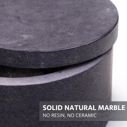 Round Marble Salt Box With Lid, 3.5" x 2"