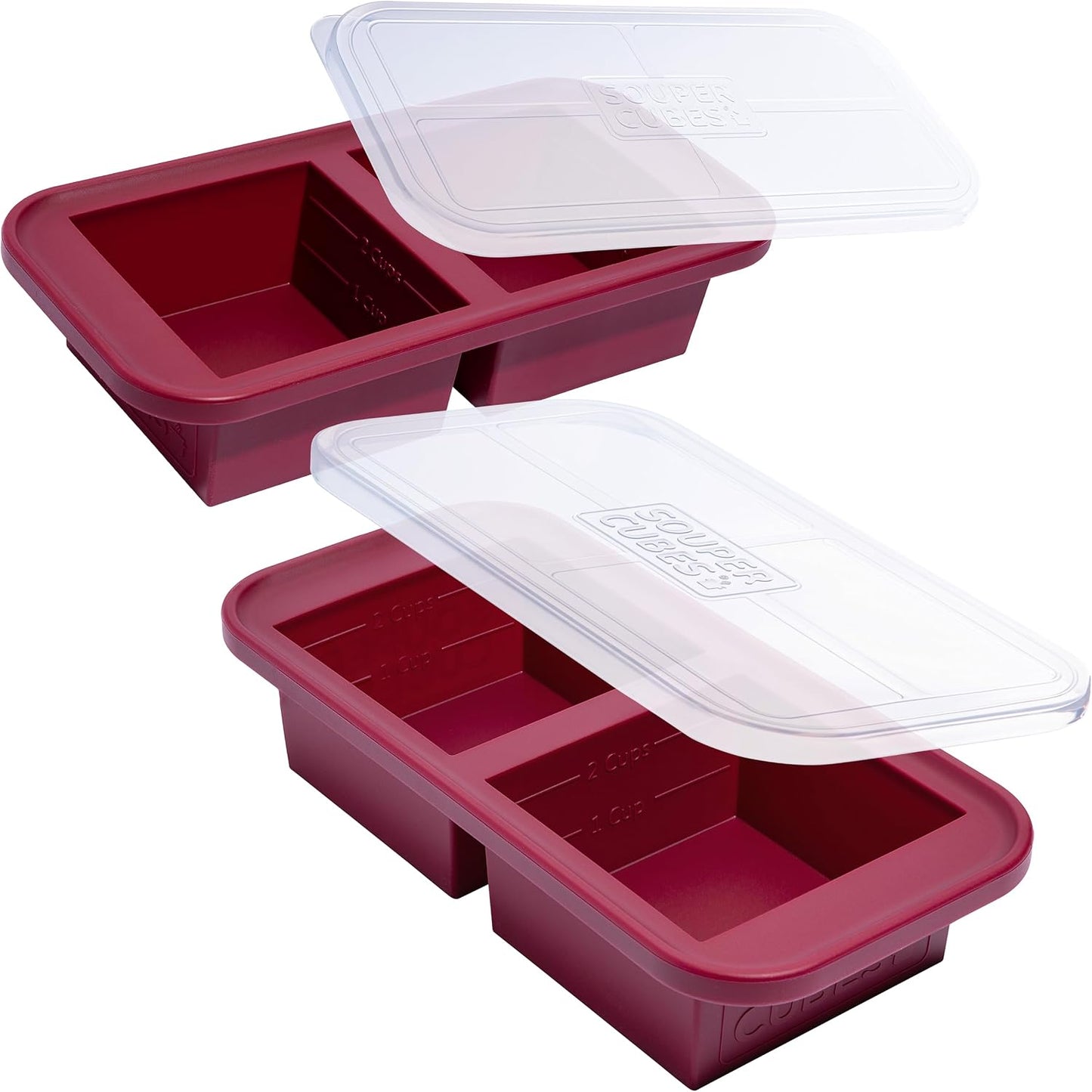 Souper Cubes 2 Cup Silicone Freezer Tray with Lid, Perfect for Storing Lasagna, Leftovers, Sauces, Portioned Meals and More, Silicone Freezer Mold for Meal Prepping - Blueberry - 1-Pack