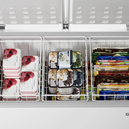 16Lx12W inch Wider Freezer Storage Organizer Baskets Container, Deep Metal Wire Chest Upright Refrigerator Divider Bins with Built-in Handles for Cabinet, Pantry, Closet, Kitchen(3)