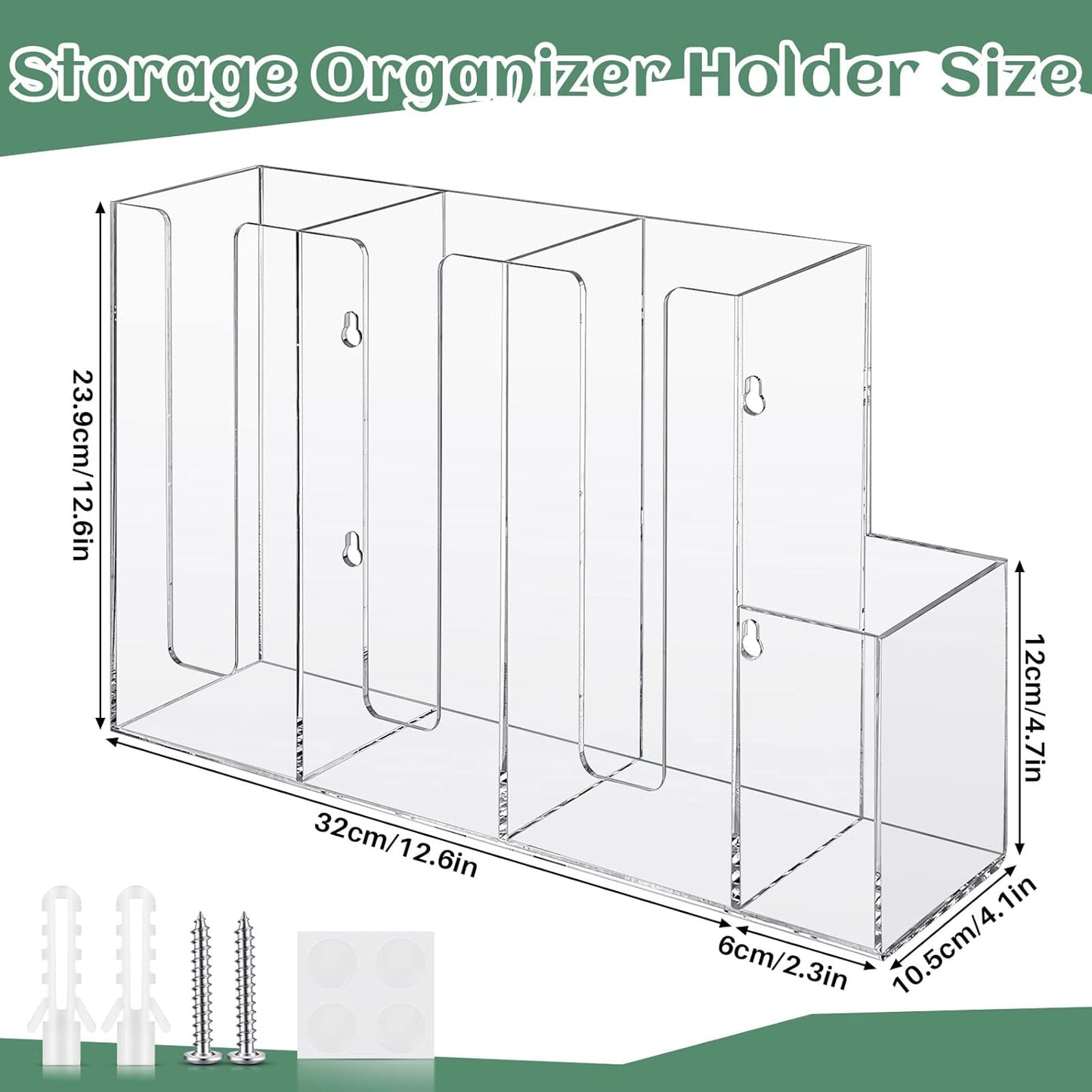 Cunhill 4 Compartments Acrylic Coffee Cup and Lid Storage Organizer Holder Disposable Paper Cup Dispenser Organizer Plastic Lid Holder Accessories for Kitchen Bar Shop Party Supplies(Transparent)