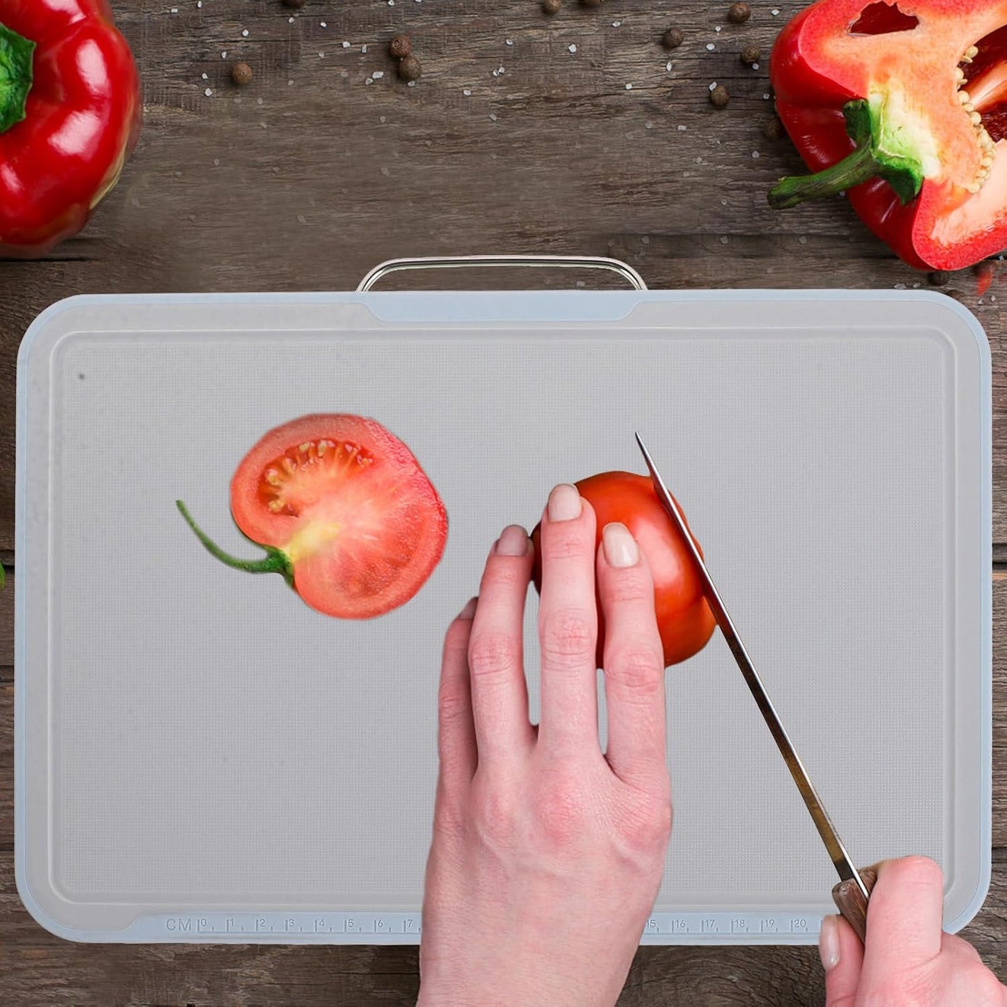 GARVALON Vegetable Cutting Mat and Non-slip Chopping Board Set with Rose Gold Base, Plastic Food Chopping Boards for Kitchen Countertop Organizer, Food Prep and Fruit Cutting