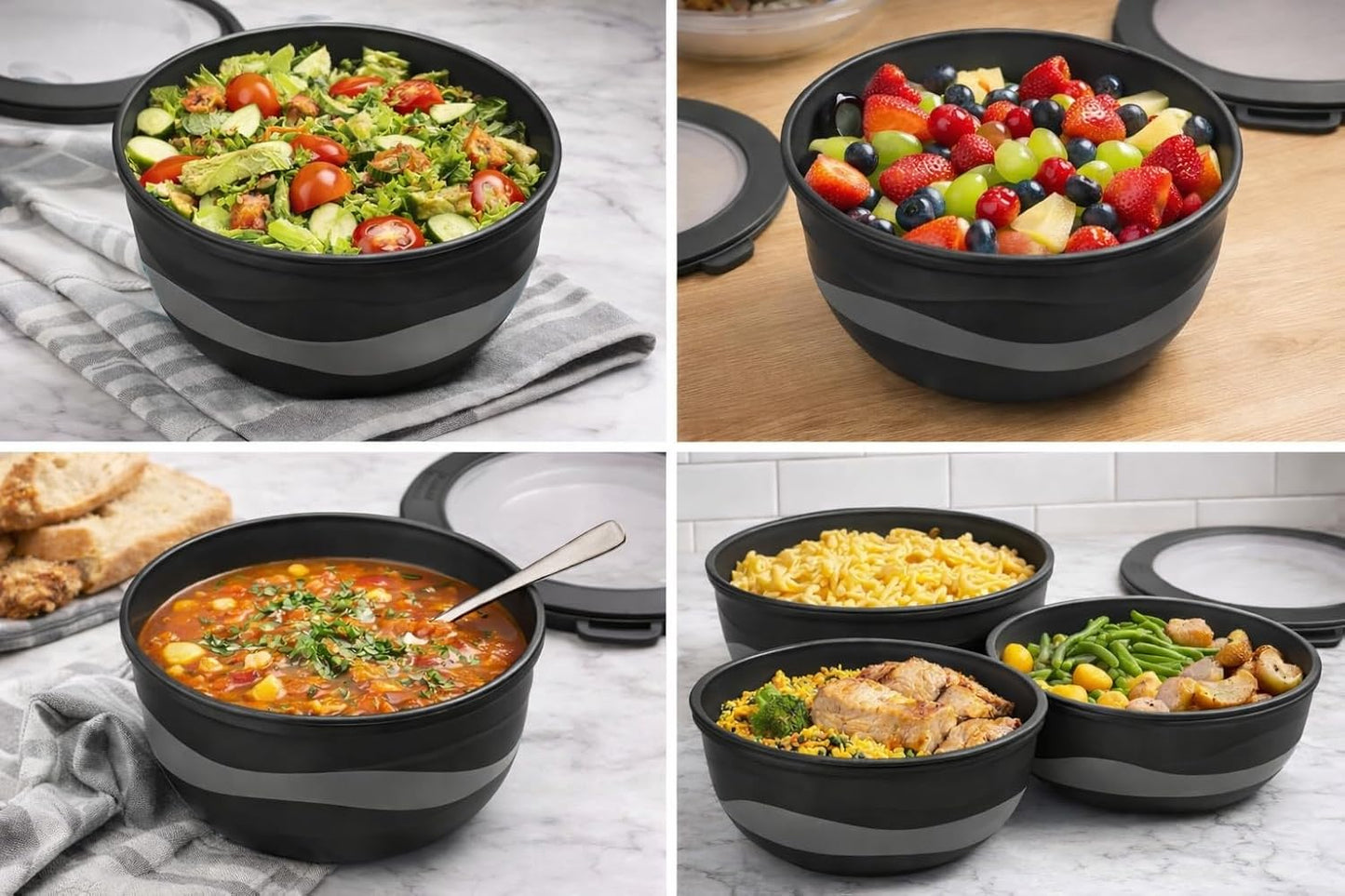 Pera Mixing Bowls with Lids, 8-Piece Airtight Leak-Proof Nesting BPA-Free Bowl Set for Kitchen & Food Storage, Large 4200ml Capacity, Microwave & Dishwasher Safe