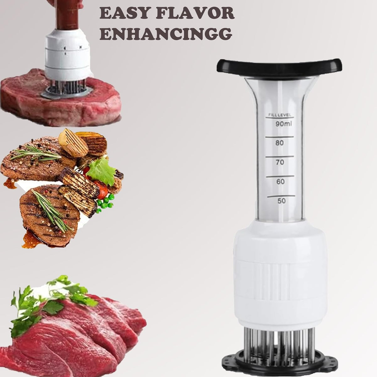 Meat Injector & Tenderizer, 90ML Marinade Injector for BBQ