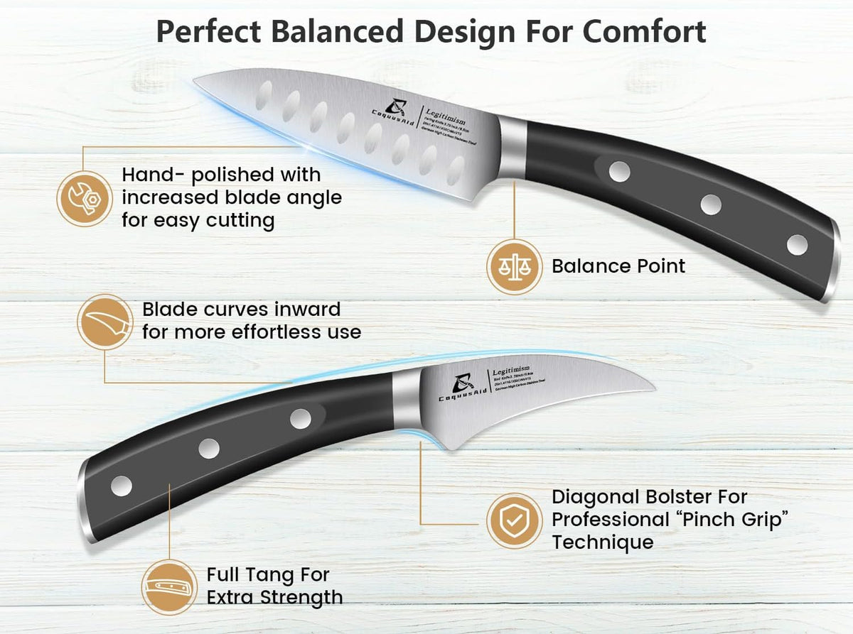 CoquusAid 5 inch Kitchen Utility Knife, Serrated Blade Tomato Knife