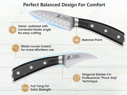 CoquusAid 5 inch Kitchen Utility Knife, Serrated Blade Tomato Knife