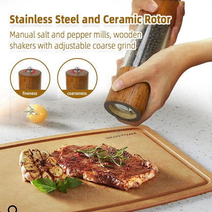 XWXO Salt and Pepper Grinder Set -8 Inches-Pack of 2 Premium Acrylic Manual