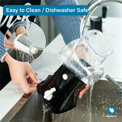 Rotary Cheese Grater hand crank 3 blades with Stronger Suction Base | Stainless Steel Blades for Fruits, Vegetables, Nuts. Dishwasher Safe & Easy to Clean, Transparent Black & Blue