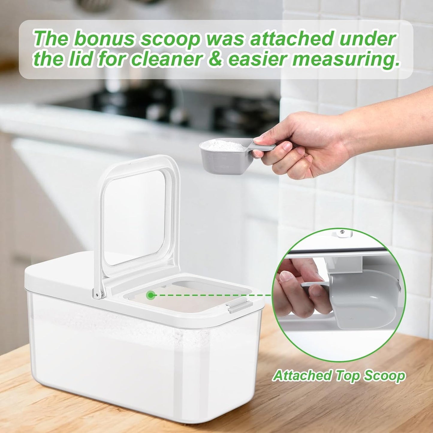 TBMAXS Versatile Storage Container Bin with Pop-up Lid & Scoop, Rice Flour Container Dog Cat Food Storage Container, Laundry Room Organization Household Essentials Kitchen Pantry Organizers