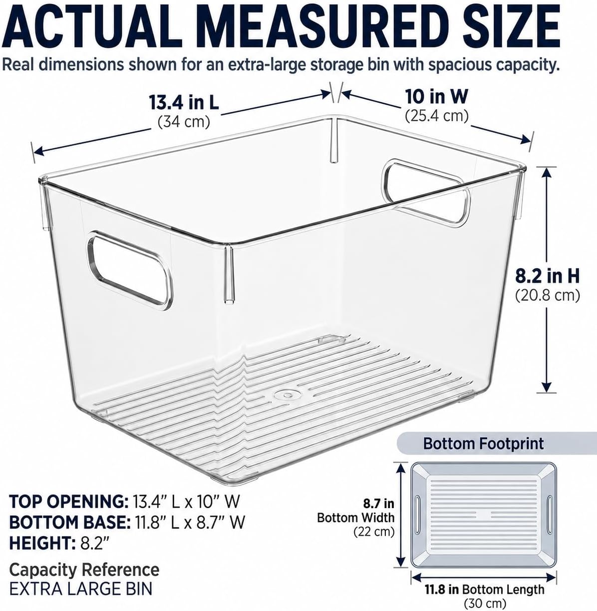 MOONEDGE 4 Pack Clear Plastic Organizer Bins, 2 Large & 2 Small Storage Set | Storage Bins for Pantry, Space-Saving Organizer Containers for Cabinets, Under-Sink, Bathroom, Kitchen, Freezer, Home Storage