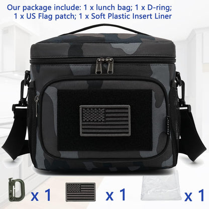 FlowFly Lunch Bag, Insulated Cooler, Thermal Lunch Box Tote with MOLLE/PALS Webbing, Adjustable Padded Shoulder Strap, for Tactical Men Women Adults and Boys Girls Kids (Cyan, Medium)