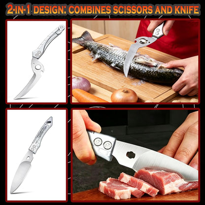 Heavy Duty Poultry Shears w/ 5 Anti-Cut Finger Covers, Stainless Steel Food Scissors for Chicken, Meat, Seafood, Dishwasher Safe Kitchen Shears for Bone Cutting & Thanksgiving Meals