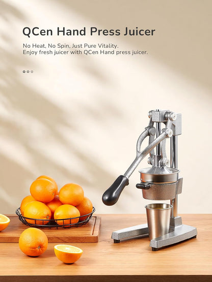 QCen Manual Citrus Juicer Cast Iron Heavy Duty Orange Press