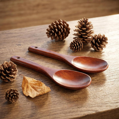 2 Pieces Wooden Rice Paddle Non-stick Rice Paddle Natural Wooden