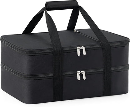 Insulated Casserole Carrier for Hot or Cold Food,Pie Carrier Bag Lunch Tote for Potluck Parties/Picnic/Cookouts, Fits 9"x13" Baking Dish,Grey