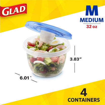 Glad GladWare Tall Entree Food Storage Containers with Lids, Large Square BPA Free Plastic for Meal Prep and Lunches, Lock Tight Seal, Microwave and Dishwasher Safe, 42 Oz, 3 Count
