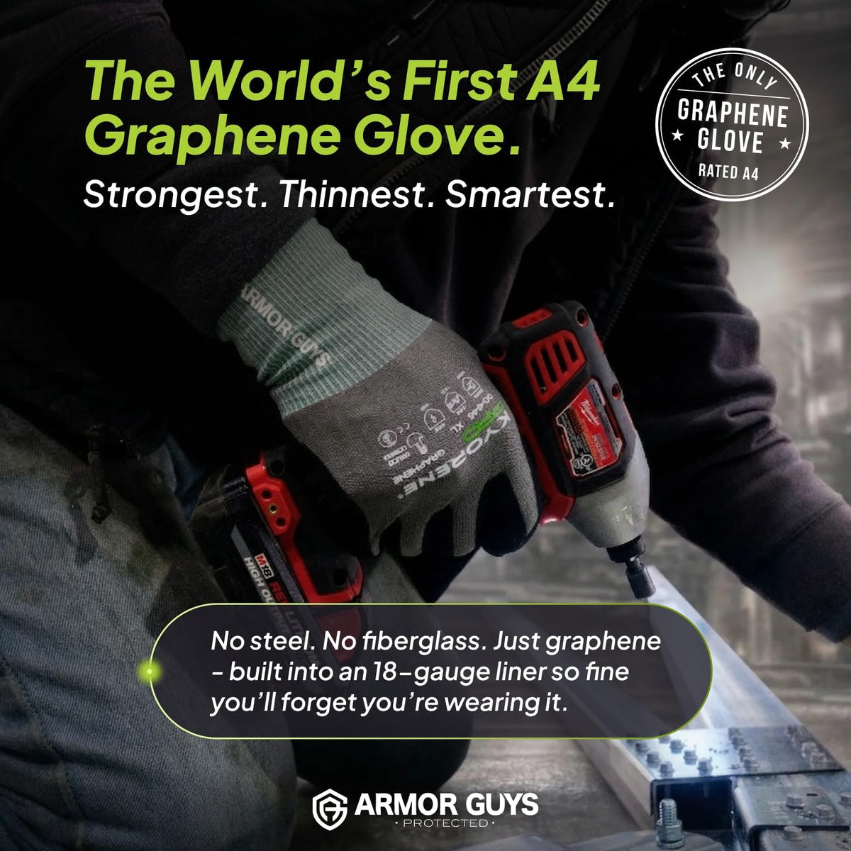 Armor Guys 00-840 Cut Resistant Work Gloves, ANSI A4, Large, 3 Pairs