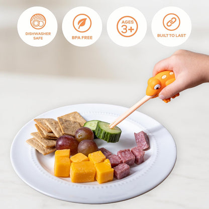 Food Picks for Kids – Kids Food Picks for Lunchbox, Self Feeding Utensils for Picky Eaters, Feeding Therapy Tools, BPA Free, Animal Design (3-Pack)