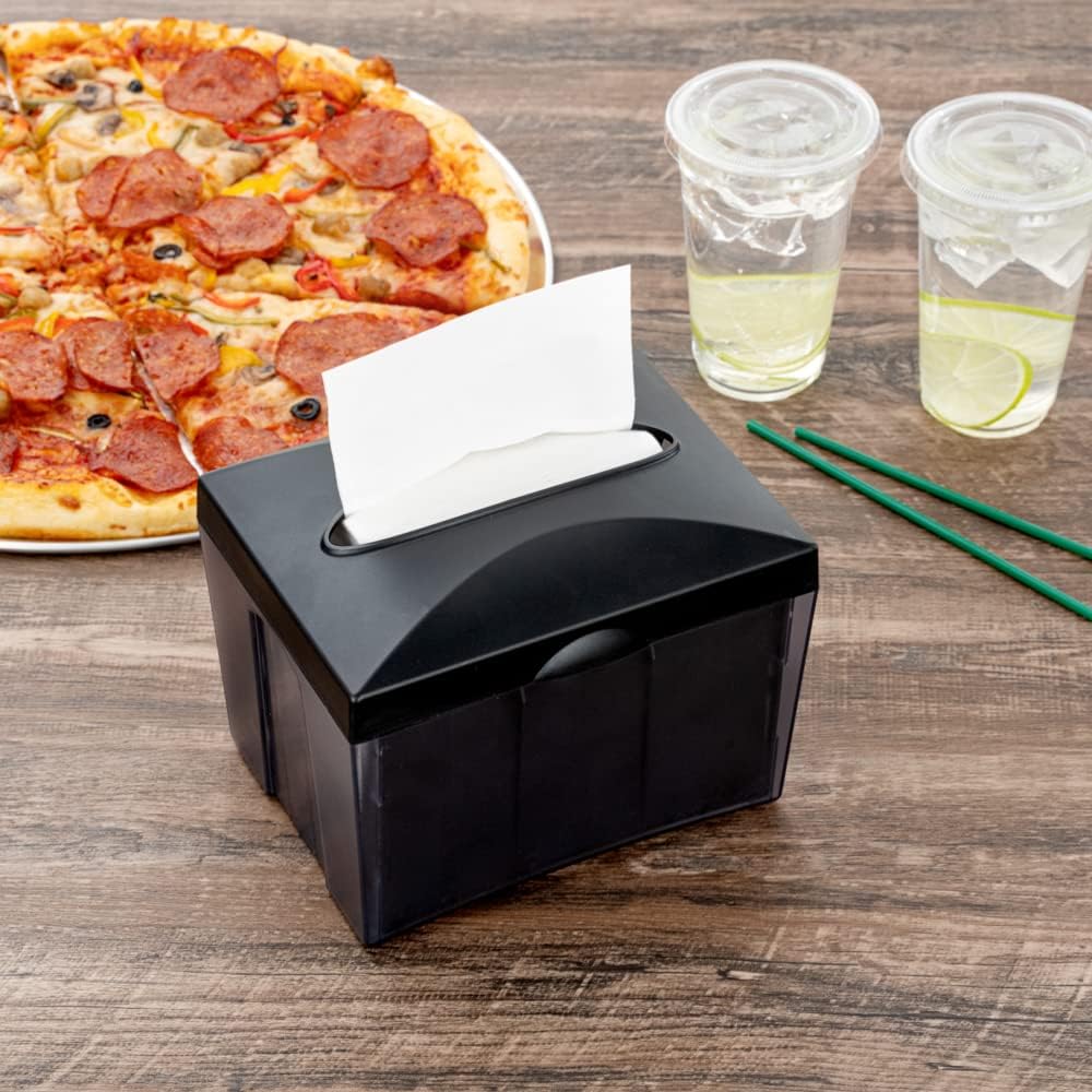 Restaurantware Bar Lux 7.9 Inch x 5.5 Inch Napkin Holder 1 3-Compartment Condiment Caddy - Rectangle Tabletop Black Plastic Napkin Caddy Refillable Easy Access