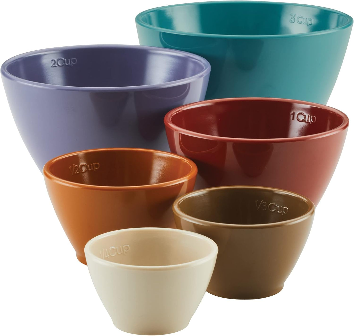 Rachael Ray Tools and Gadgets Nesting/Stackable Measuring Cups Set, 6 Piece - Assorted Colors