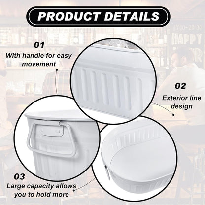 Lallisa 2 Pcs 5.3 gallons Galvanized Beverage Tub Galvanized Bucket Metal Ice and Drink Bucket with Handles Tub for Parties Farmhouse Home Pool Bar (White)