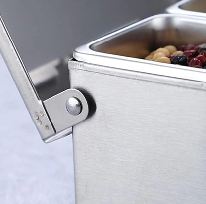 TrueCraftware- 5 Compartment Stainless Steel Condiment Bar (Open Bottom)- Condiment Dispenser Serving Container Garnish Tray Bar Caddy Condiment Server Caddy Garnish Holder for Home Work Restaurant