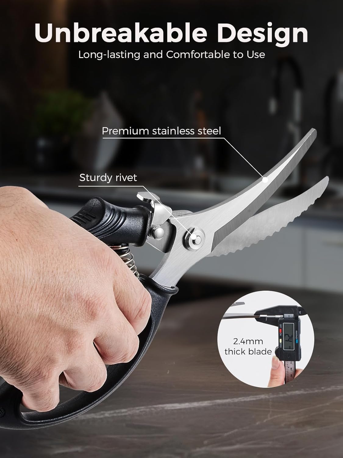 Kitchen Scissors, Forged Stainless Steel Heavy Duty Kitchen Shears, Dishwasher Safe Cooking Scissors for Meat, Poultry & Vegetables