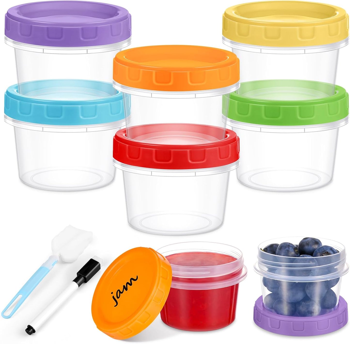 10 oz Plastic Containers with Lids, 12 Pack Stackable Small Freezer Container, Reusable Clear Food Storage Meal Prep Containers for Snack Fruit, Microwave & Dishwasher Safe