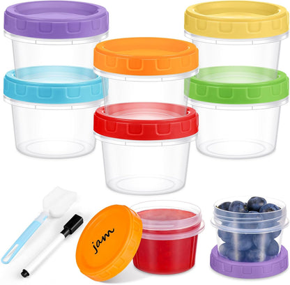 10 oz Plastic Containers with Lids, 12 Pack Stackable Small Freezer Container, Reusable Clear Food Storage Meal Prep Containers for Snack Fruit, Microwave & Dishwasher Safe