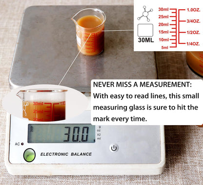 Ackers Mini Glass Measuring Beaker Set, Borosilicate, 2oz 4oz 8oz Measuring Cups