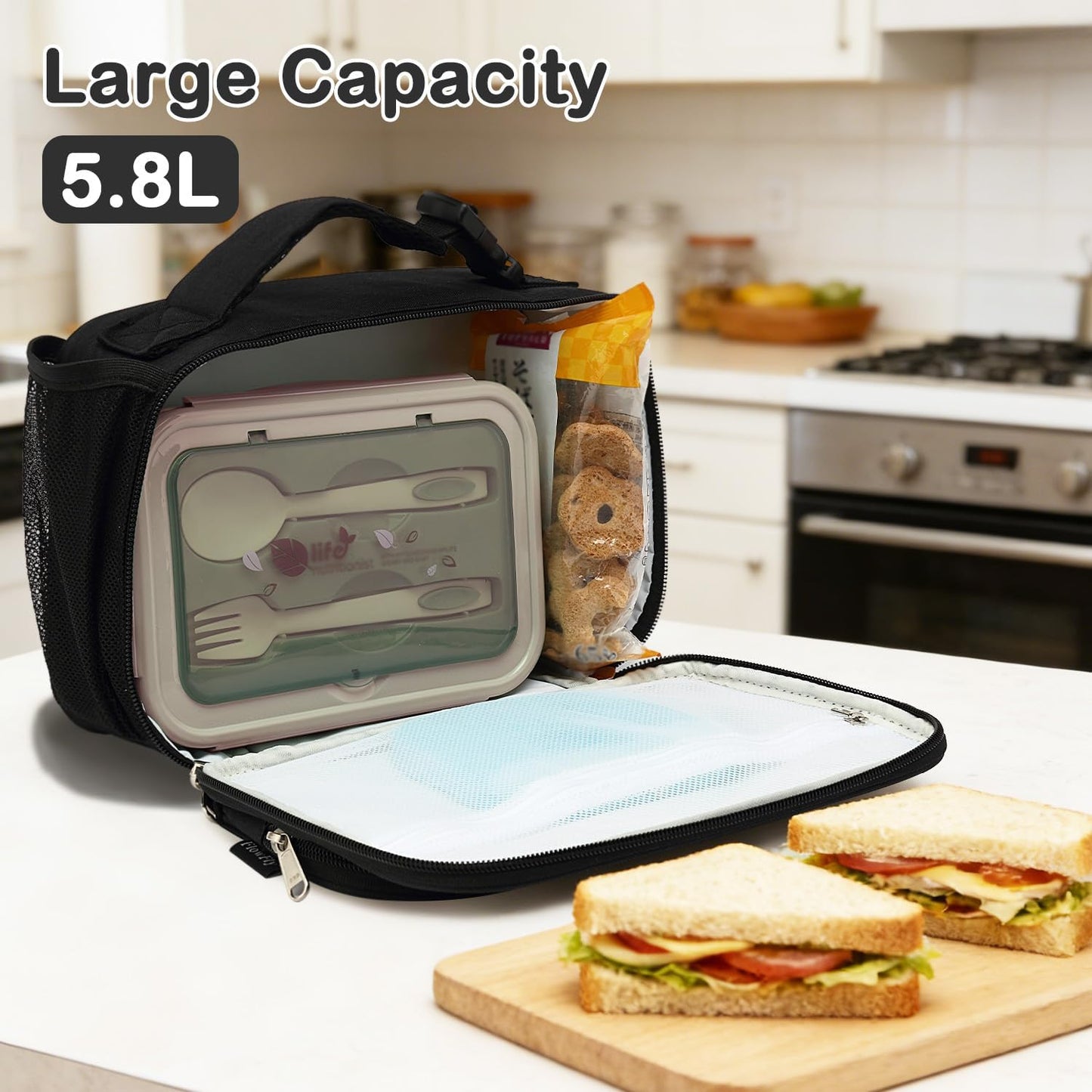 FlowFly Kids Lunch box Insulated Soft Bag Mini Cooler Back to School Thermal Meal Tote Kit for Girls, Boys, Astronaut - Colors B