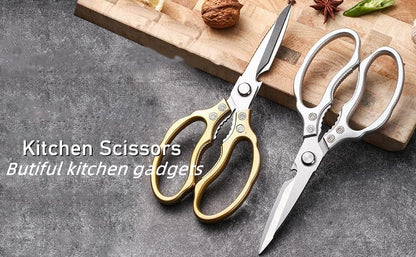 Heavy Duty Sharp Kitchen Scissors, Dishwasher Safe, Cooking Shears for Meat, Chicken, Fish, Poultry, Herb, Bread (Red)