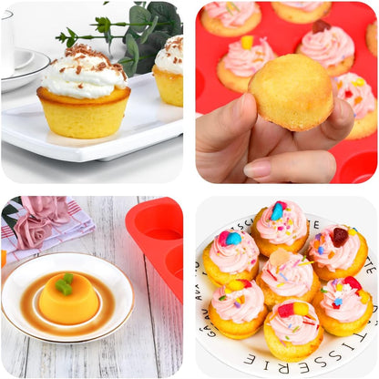 CAKETIME 12 Cups Silicone Muffin Pan - Nonstick Cupcake Pan 1 Pack Regular Size Silicone Mold for Baking