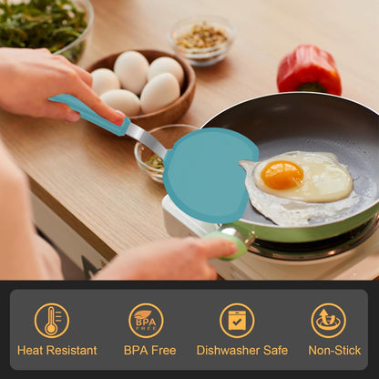 Silicone Spatula Turner Set of 3, Beijiyi 600°F Heat Resistant Cooking Spatulas for Nonstick Cookware, Large Flexible Kitchen Utensils BPA Free Rubber Spatula Set for Egg, Pancake, Fish, Burger