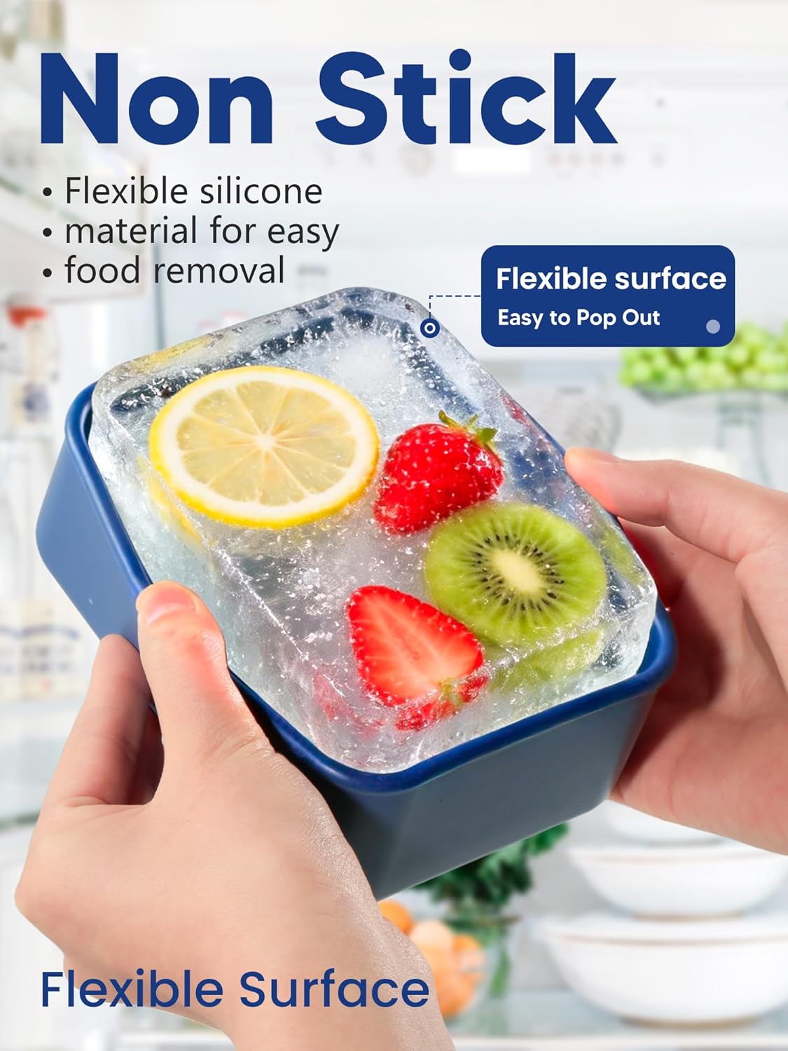 4 PCS 3.5 Cup Silicone Freezer Trays with Lid, Durable Silicone Soup Freezer Molds for Meal Prep and Food Storage, Reusable Freezer Containers for Soups Sauces Stews Curries (Lake Blue)