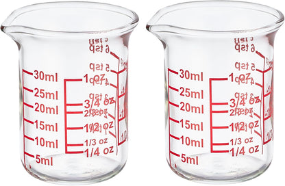 3 Piece Glass Measuring Cup Set, Includes 1/2-Cup, 1-Cup, and 2-Cup High Borosilicate Glasss Liquid Measuring Cups, Dishwasher, Freezer, Microwave, and Preheated Oven Safe, Essential Kitchen Tools