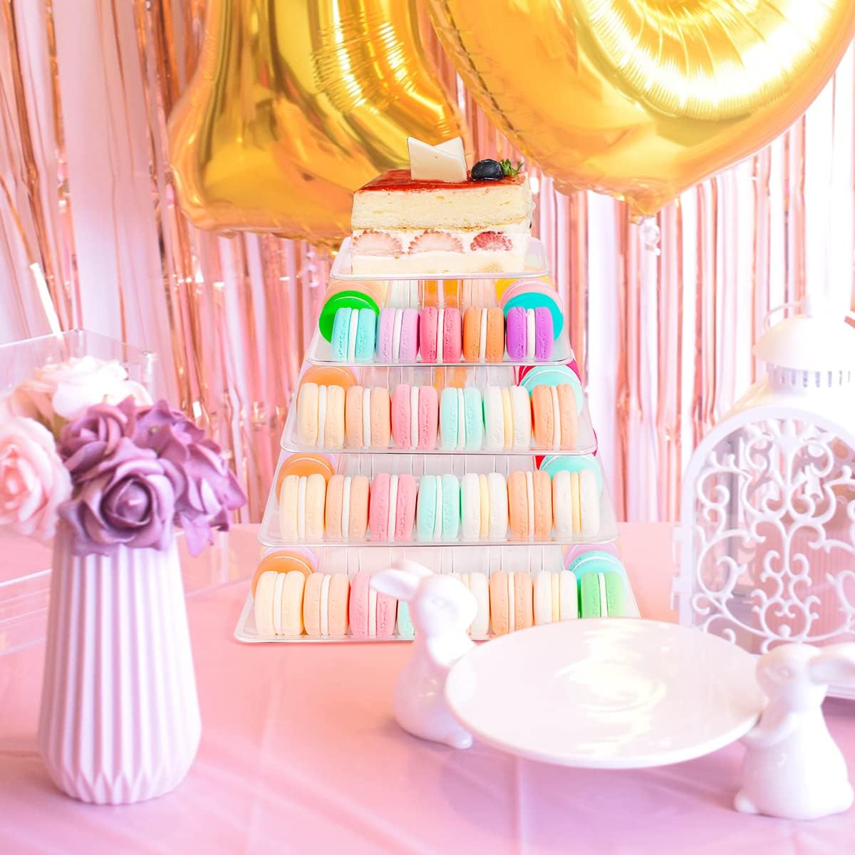 3 Tiers Round Cupcake Stand, Acrylic Cake Tower Stand Holder Macaron Display Rack Cookie Candy Buffet Desserts Platter with Base for Baby Shower, Birthday Party, Wedding, Party (3-Tiers with Base)