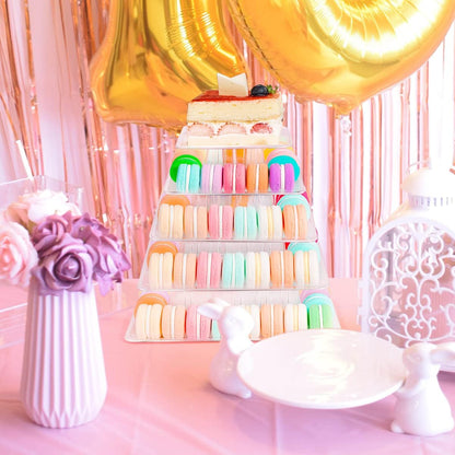 3 Tiers Round Cupcake Stand, Acrylic Cake Tower Stand Holder Macaron Display Rack Cookie Candy Buffet Desserts Platter with Base for Baby Shower, Birthday Party, Wedding, Party (3-Tiers with Base)